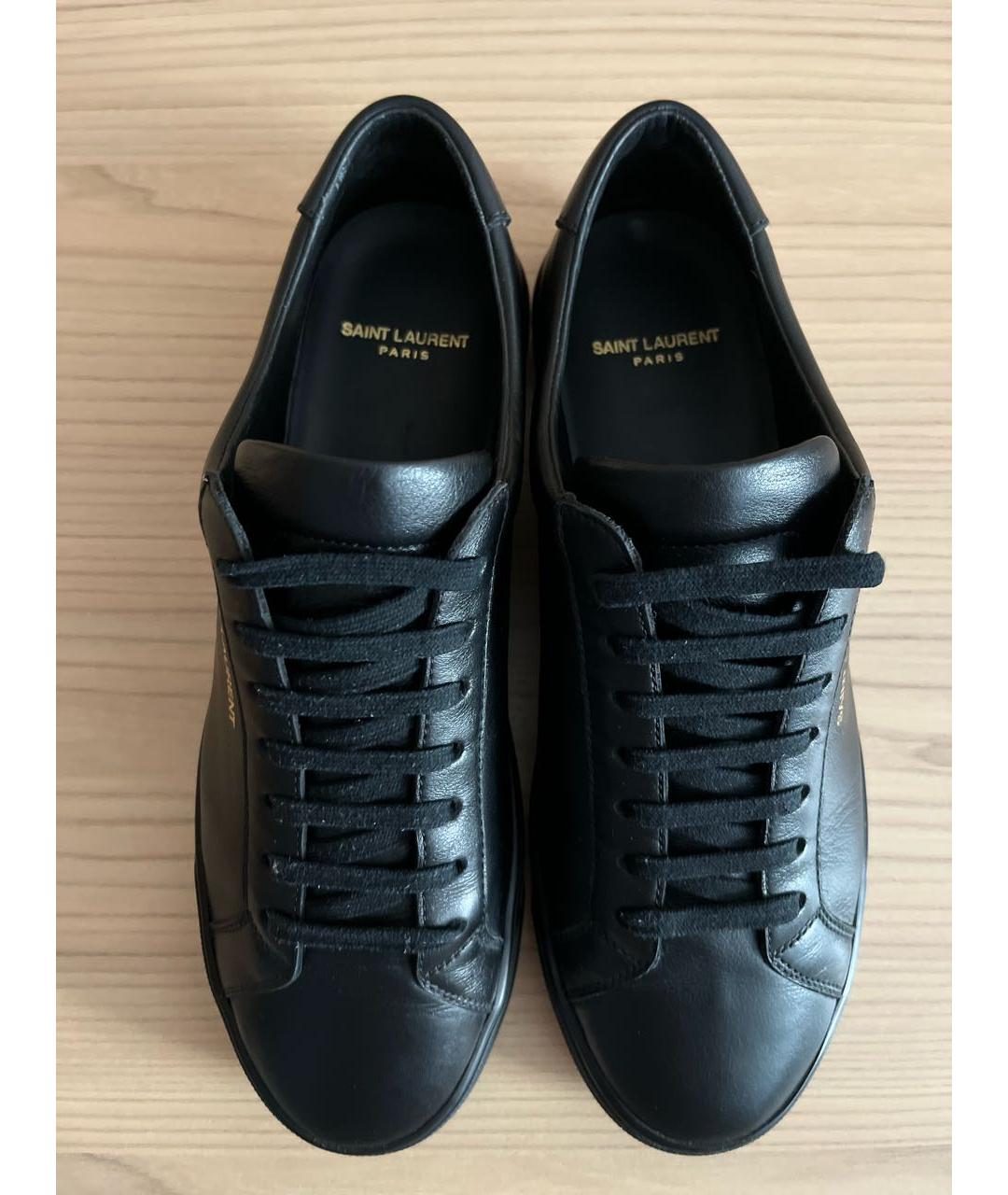 SAINT LAURENT Черные кожаные низкие кроссовки / кеды, фото 3