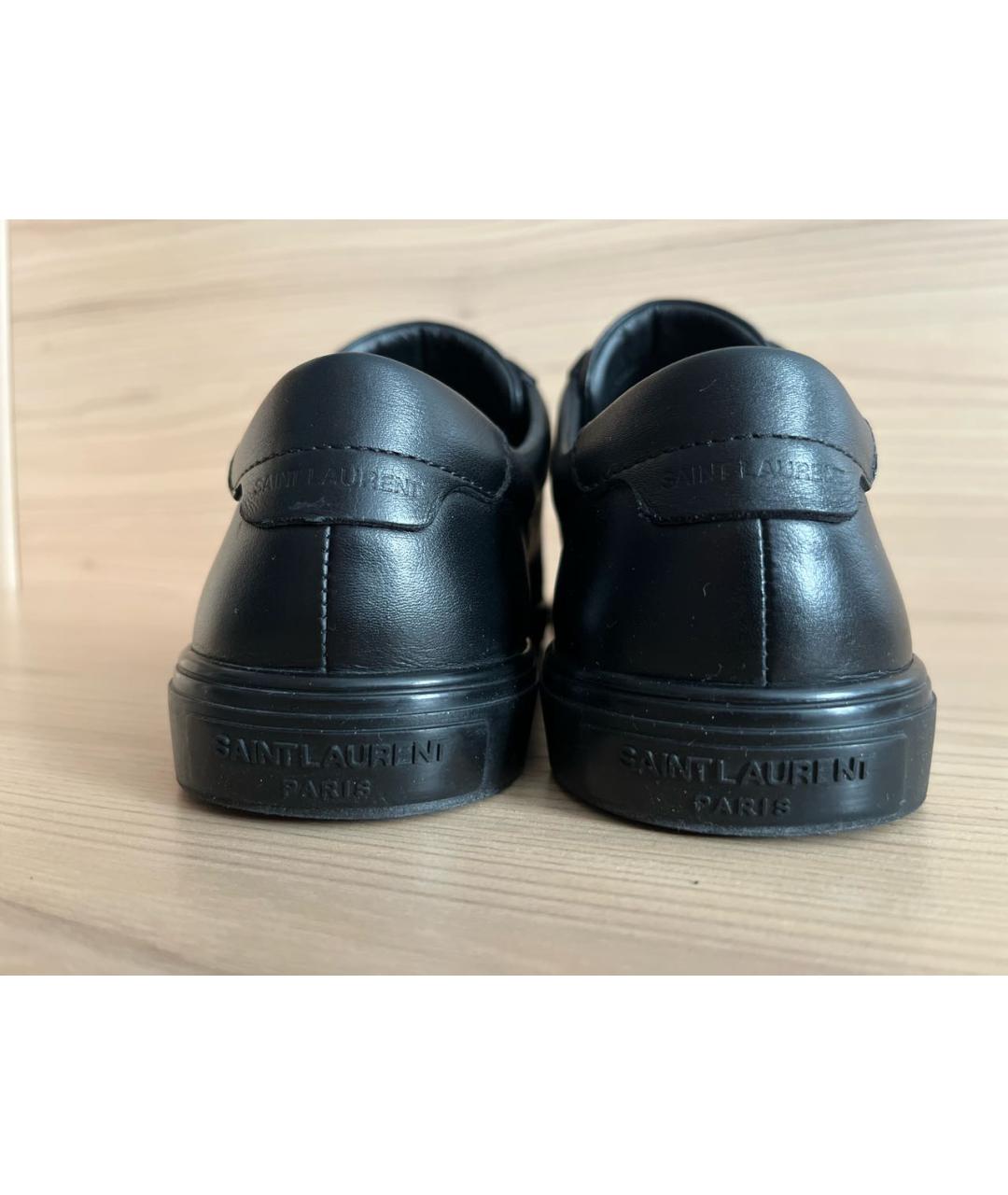 SAINT LAURENT Черные кожаные низкие кроссовки / кеды, фото 4