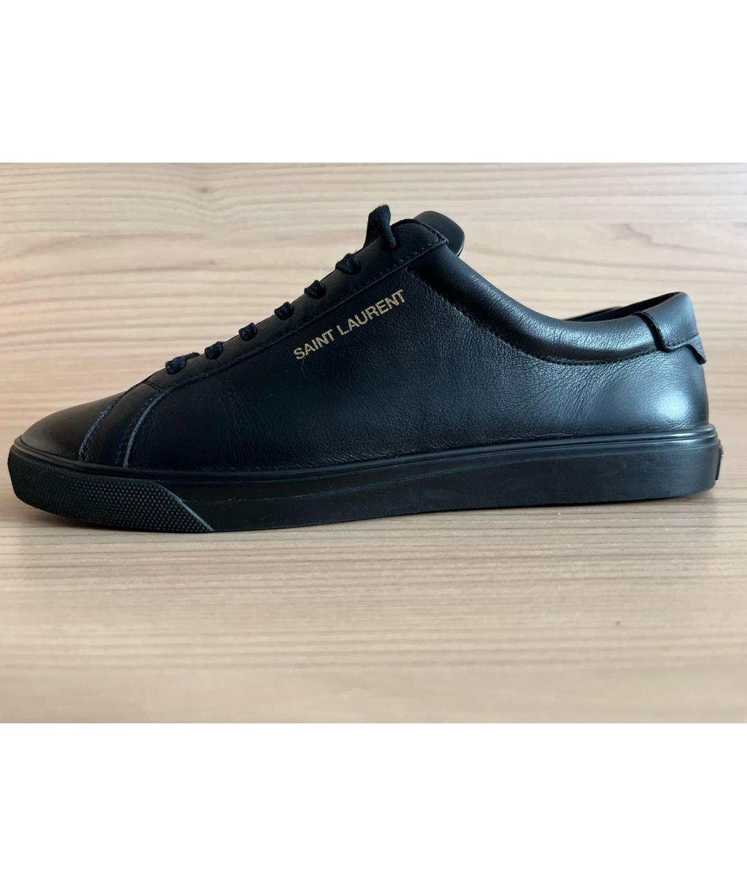 SAINT LAURENT Черные кожаные низкие кроссовки / кеды, фото 8