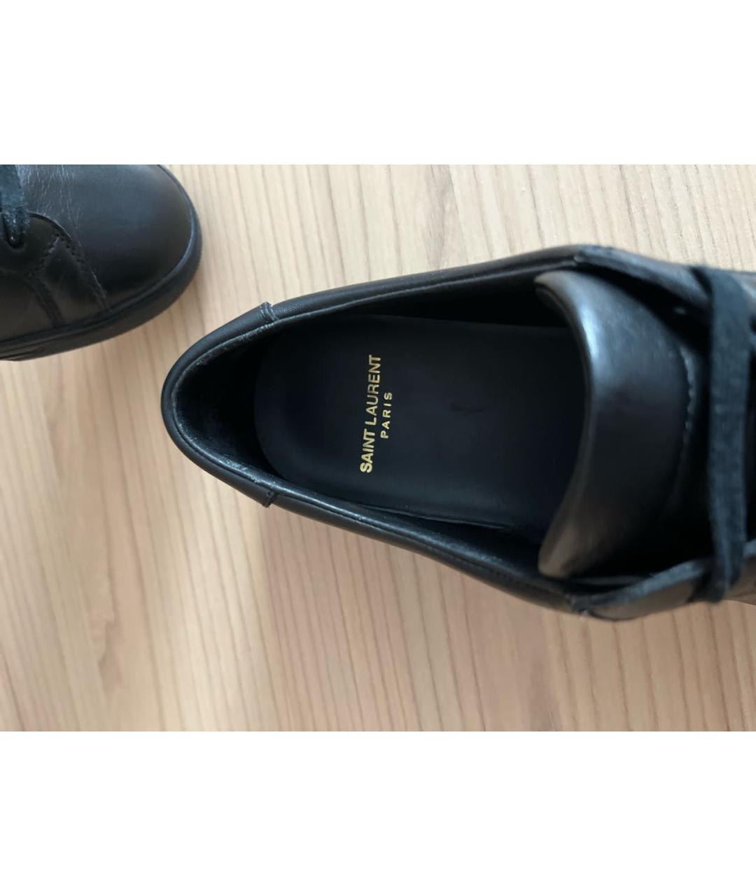 SAINT LAURENT Черные кожаные низкие кроссовки / кеды, фото 5