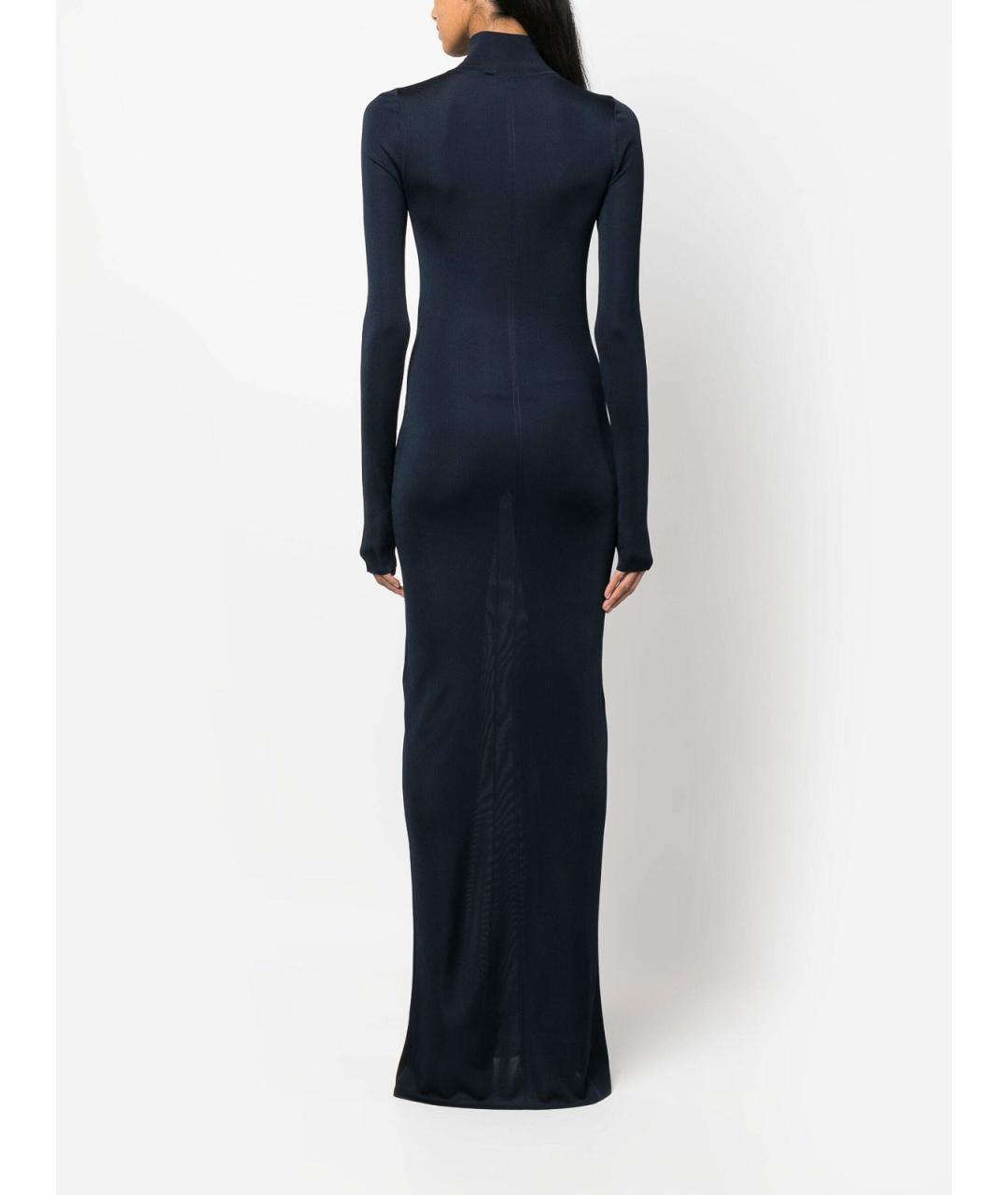 SAINT LAURENT Темно-синее вискозное вечернее платье, фото 4