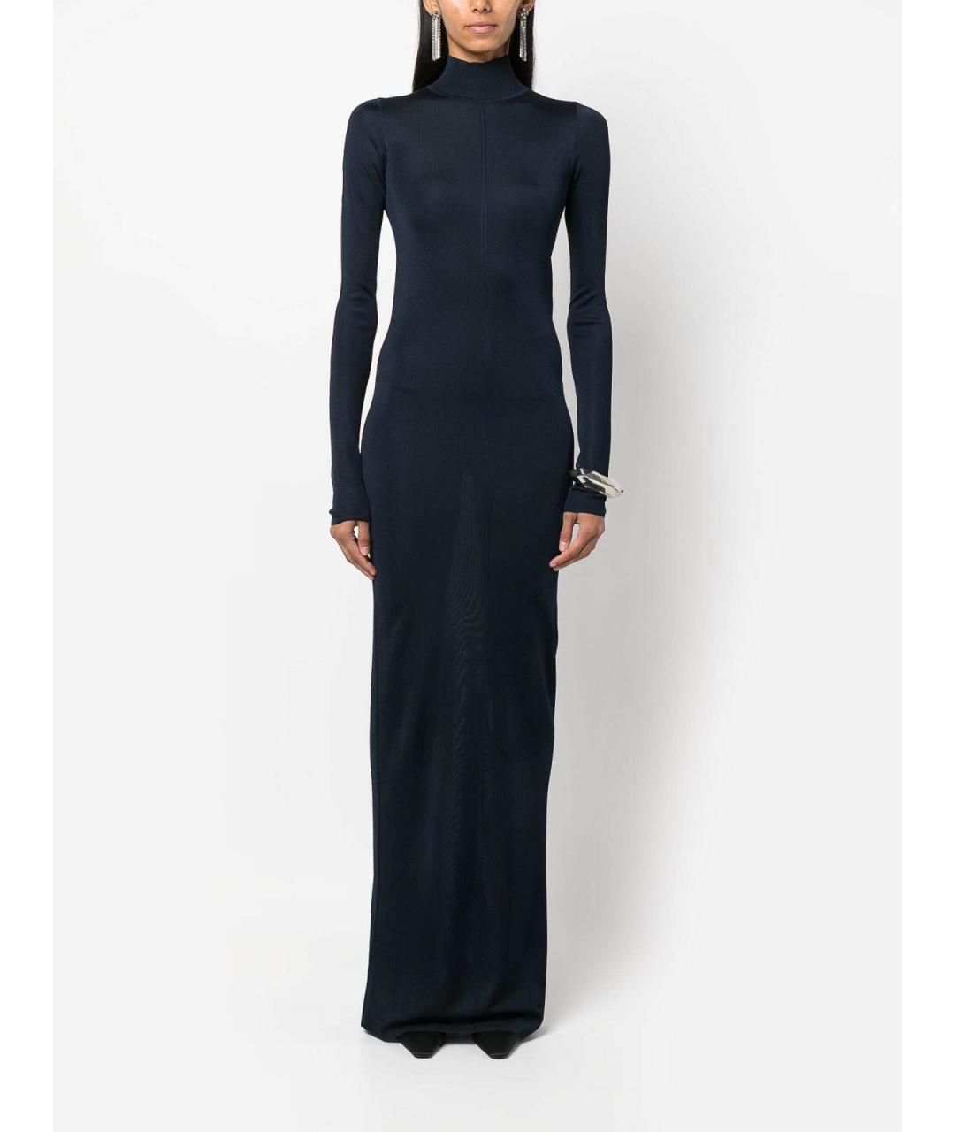 SAINT LAURENT Темно-синее вискозное вечернее платье, фото 2