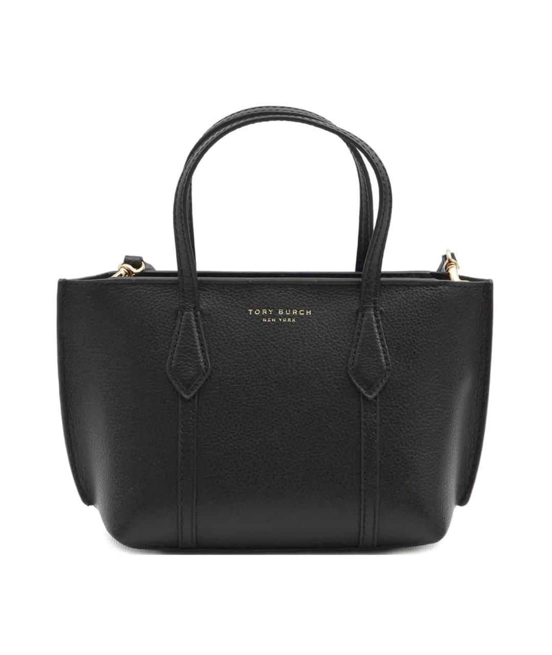 TORY BURCH Черная кожаная сумка тоут, фото 1