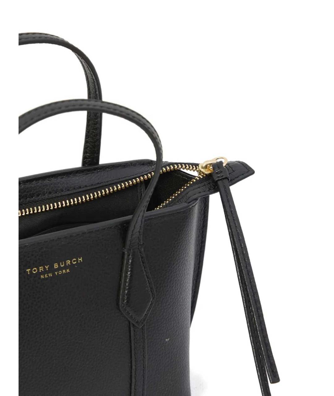 TORY BURCH Черная кожаная сумка тоут, фото 6
