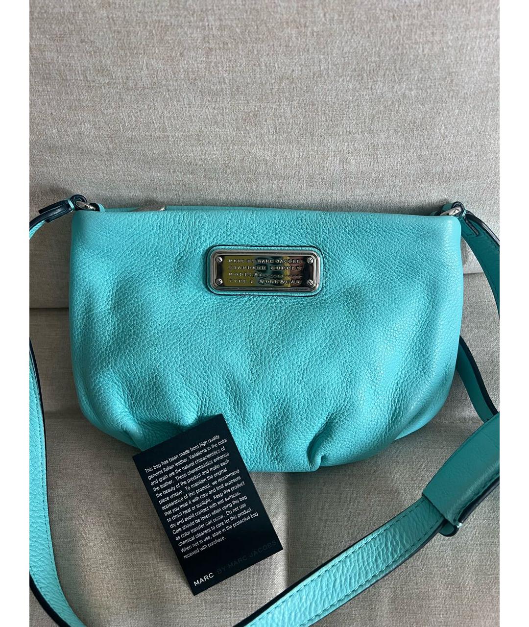 MARC BY MARC JACOBS Бирюзовая кожаная сумка через плечо, фото 6