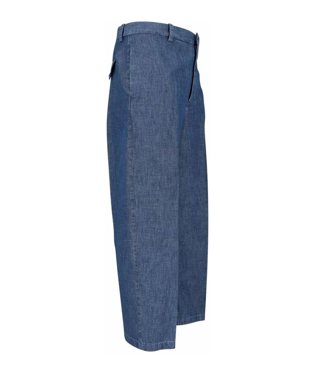 JIL SANDER Синие хлопковые классические брюки, фото 3