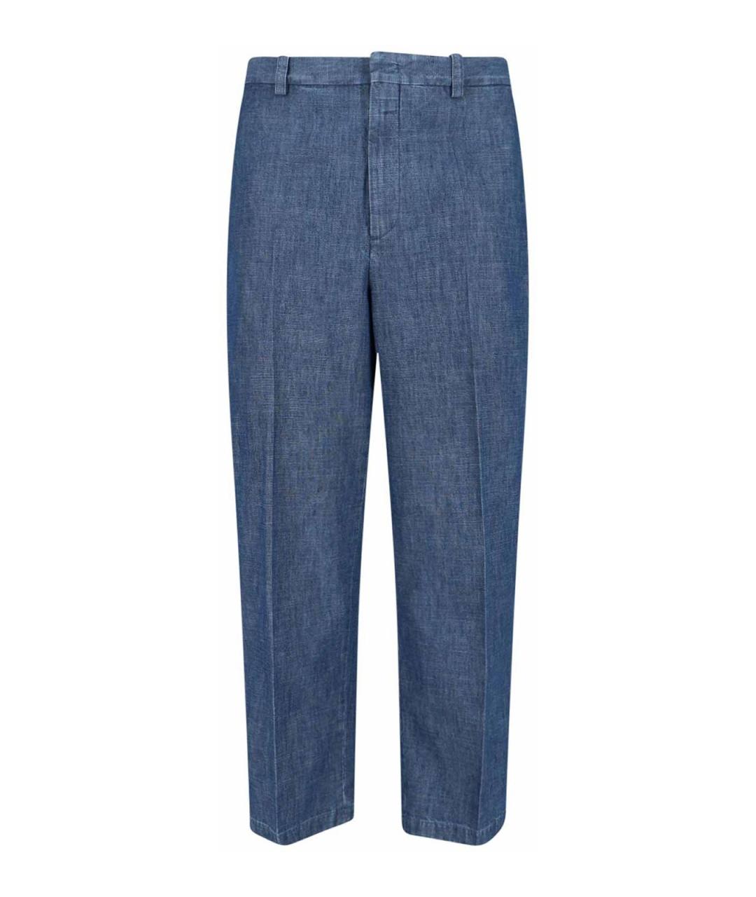 JIL SANDER Синие хлопковые классические брюки, фото 1