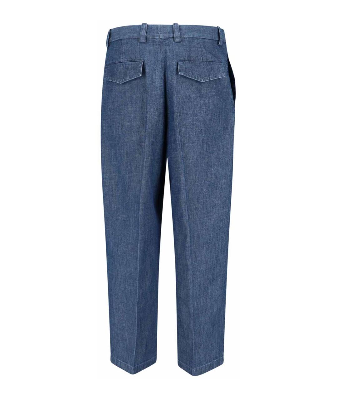 JIL SANDER Синие хлопковые классические брюки, фото 2