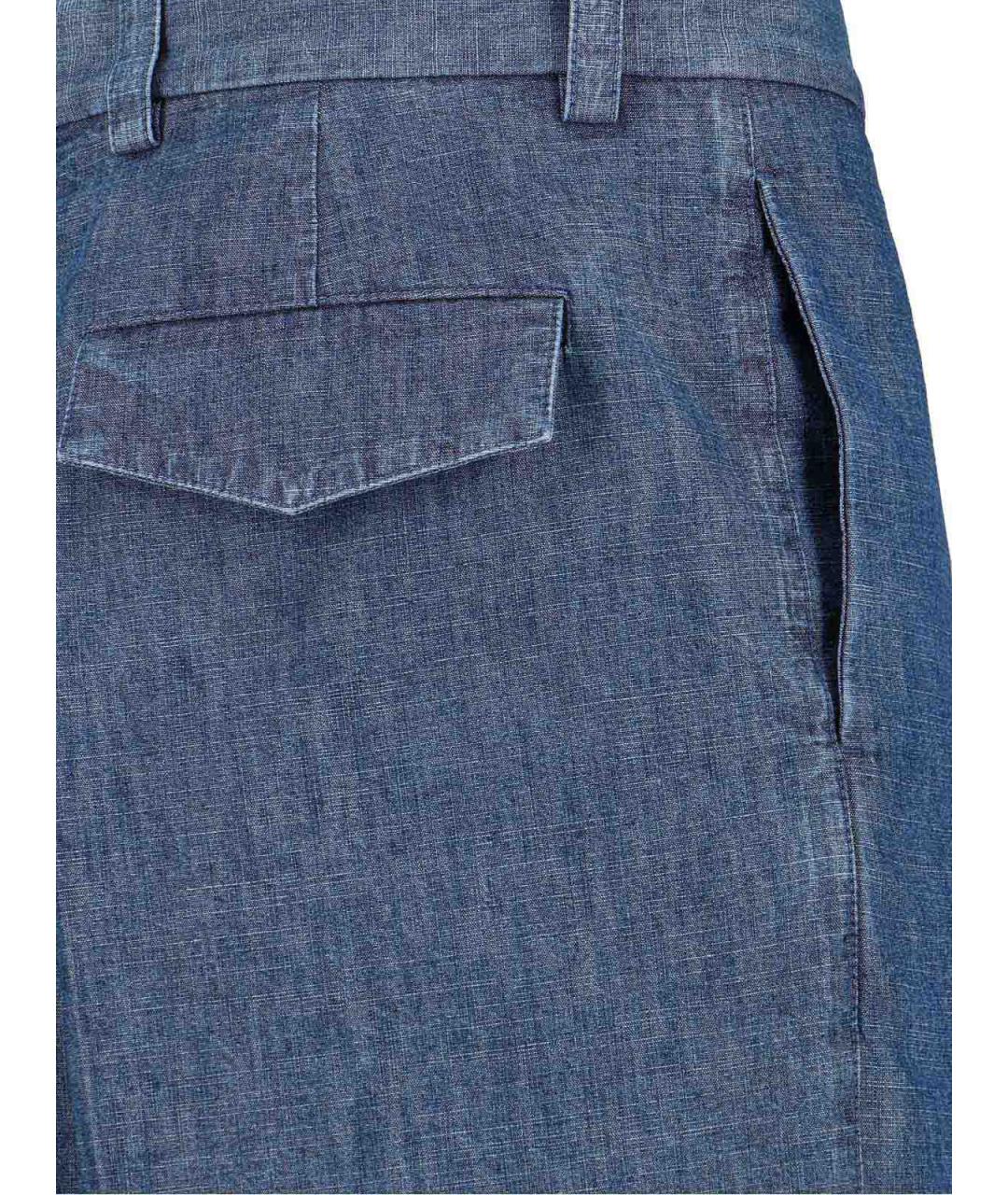 JIL SANDER Синие хлопковые классические брюки, фото 5