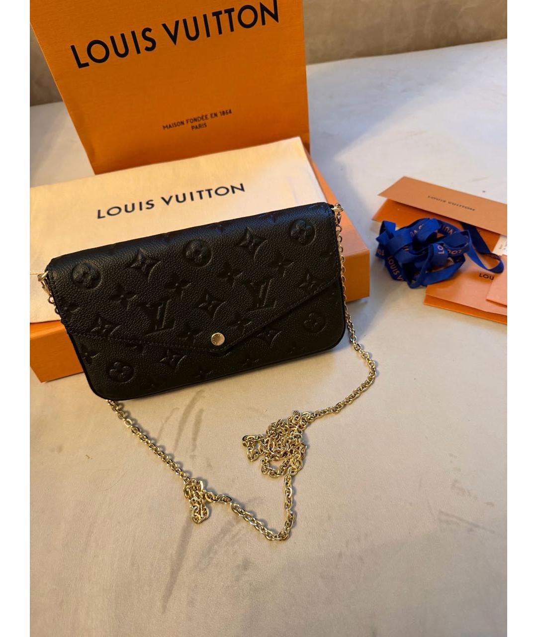LOUIS VUITTON Черная кожаная сумка через плечо, фото 7