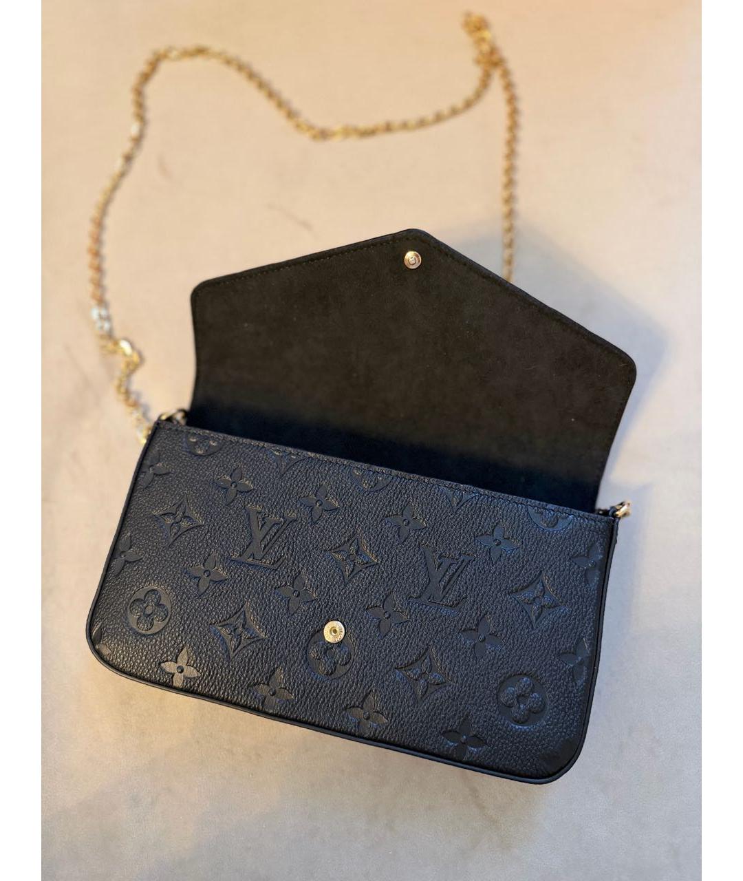 LOUIS VUITTON Черная кожаная сумка через плечо, фото 3