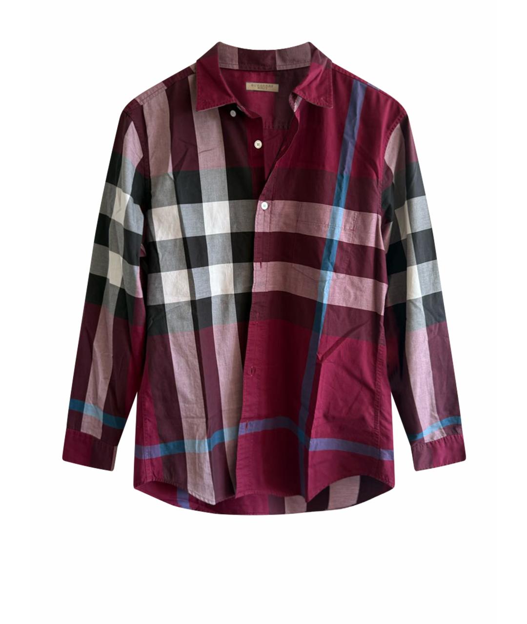 BURBERRY Бордовая хлопковая классическая рубашка, фото 1