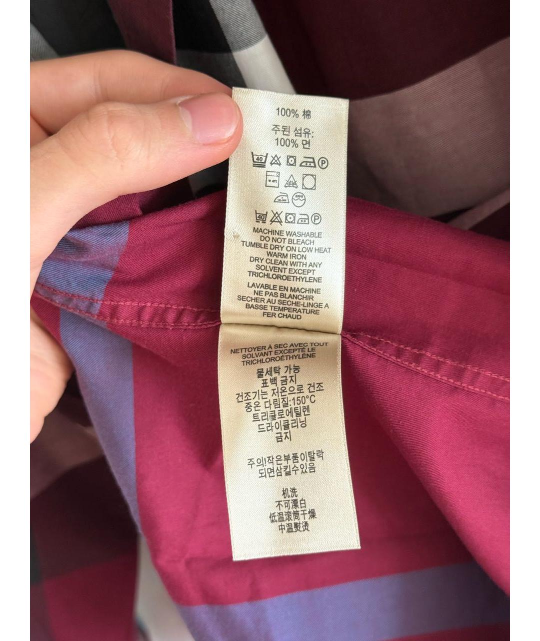 BURBERRY Бордовая хлопковая классическая рубашка, фото 5