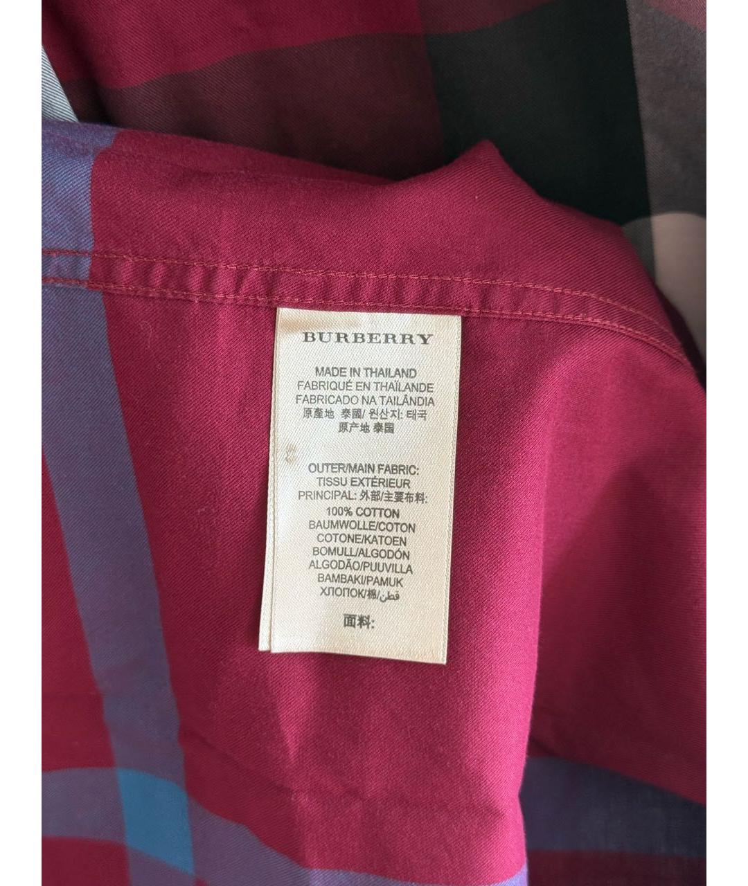 BURBERRY Бордовая хлопковая классическая рубашка, фото 4