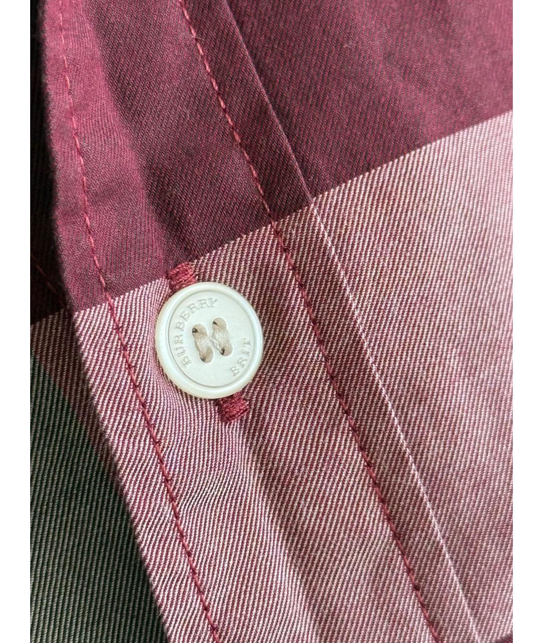 BURBERRY Бордовая хлопковая классическая рубашка, фото 7