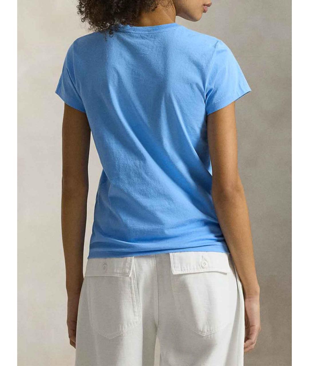 POLO RALPH LAUREN Голубая хлопковая футболка, фото 3