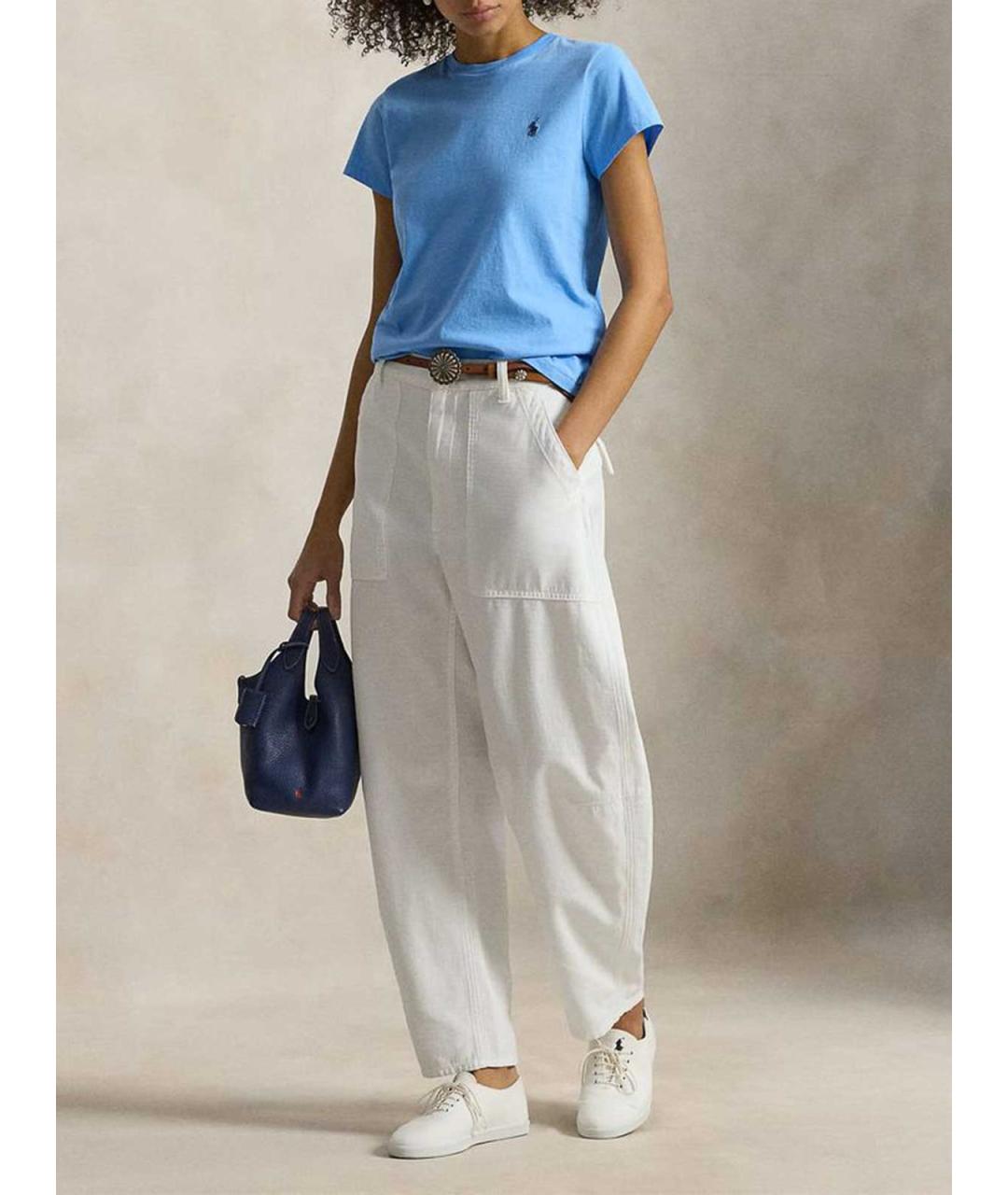 POLO RALPH LAUREN Голубая хлопковая футболка, фото 4