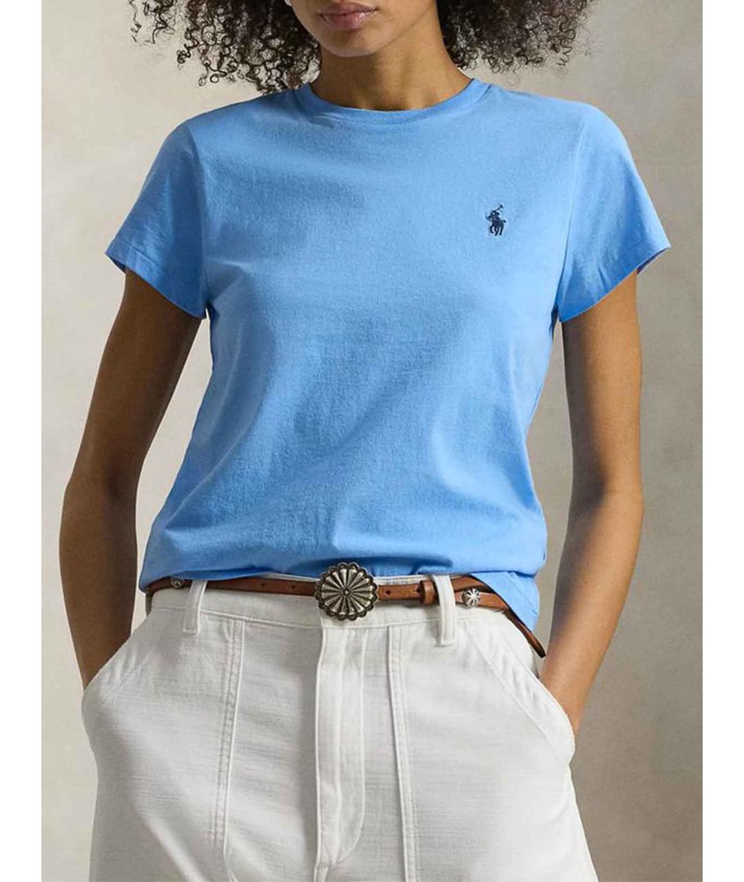 POLO RALPH LAUREN Голубая хлопковая футболка, фото 2