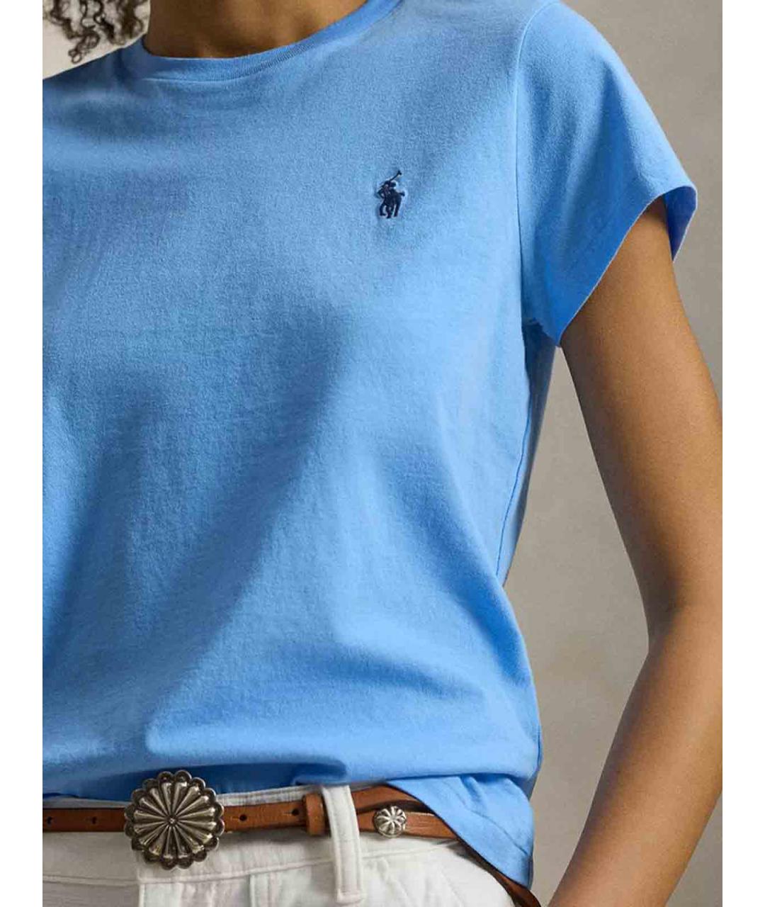 POLO RALPH LAUREN Голубая хлопковая футболка, фото 5
