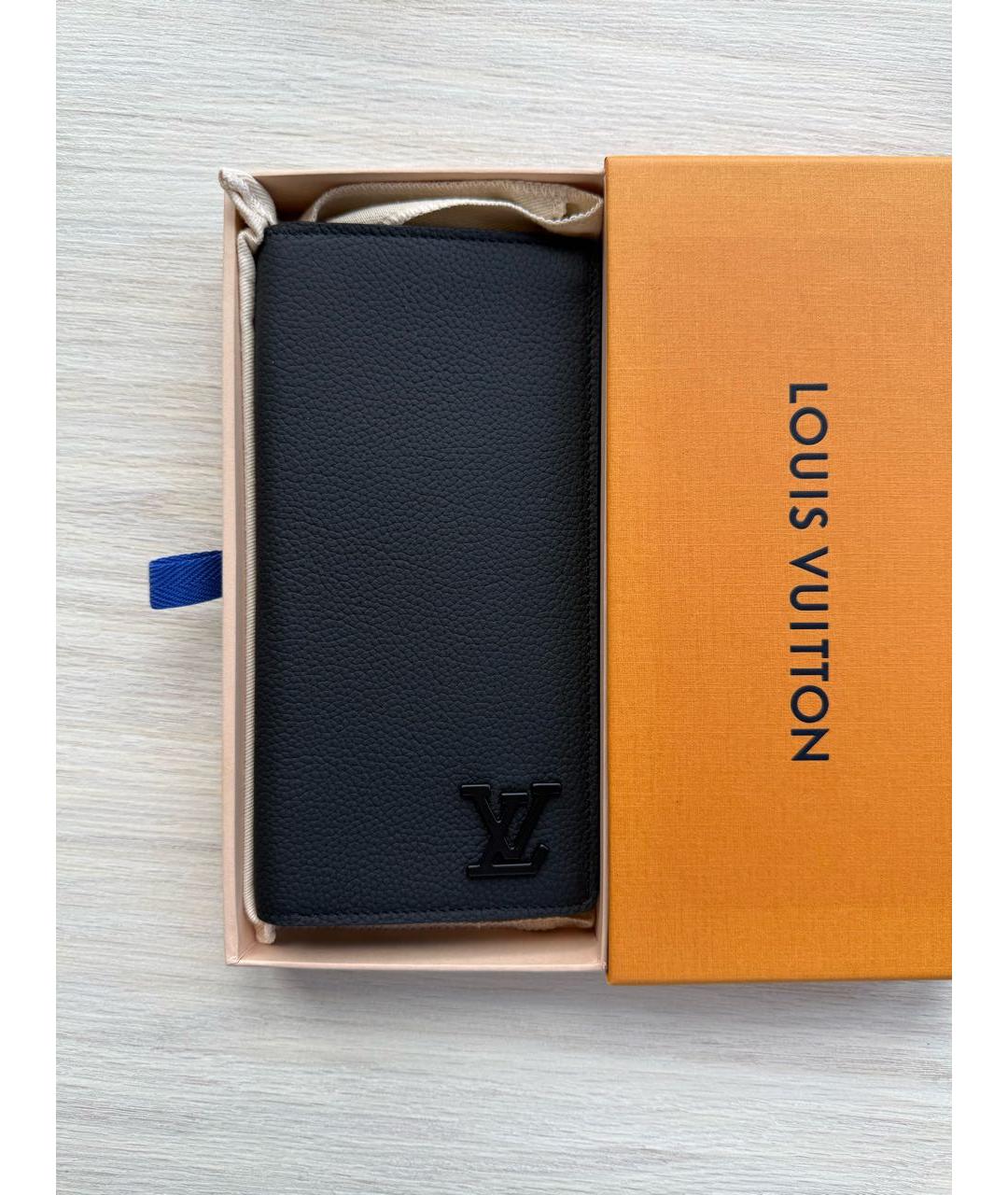 LOUIS VUITTON Черный кожаный кошелек, фото 6