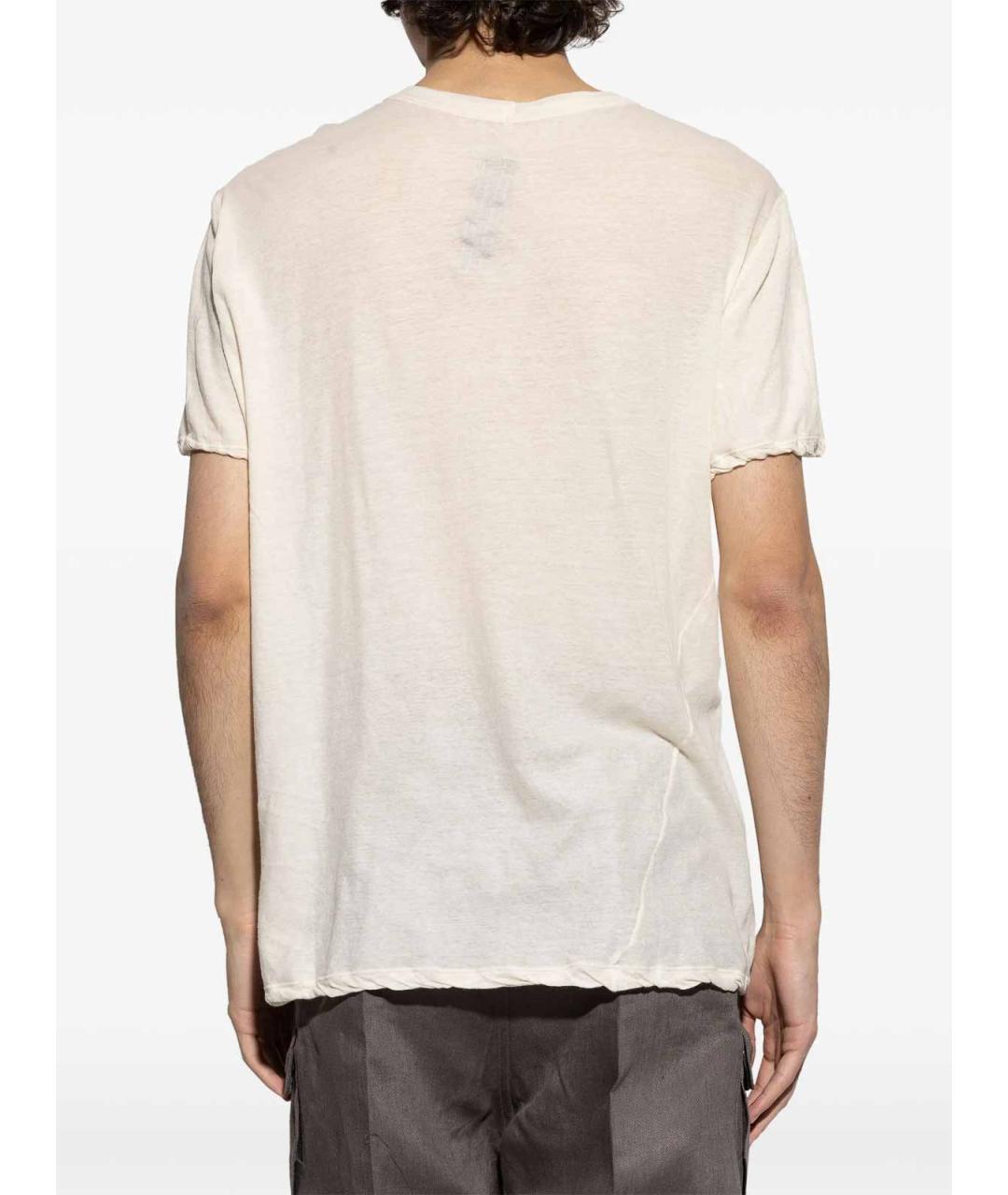 RICK OWENS Бежевая хлопковая футболка, фото 4