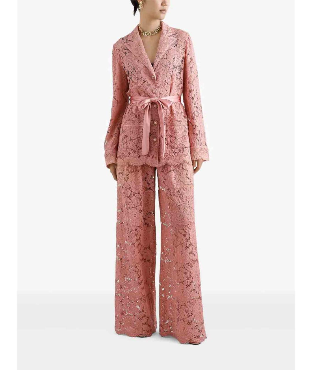 DOLCE&GABBANA Розовые шелковые брюки широкие, фото 2