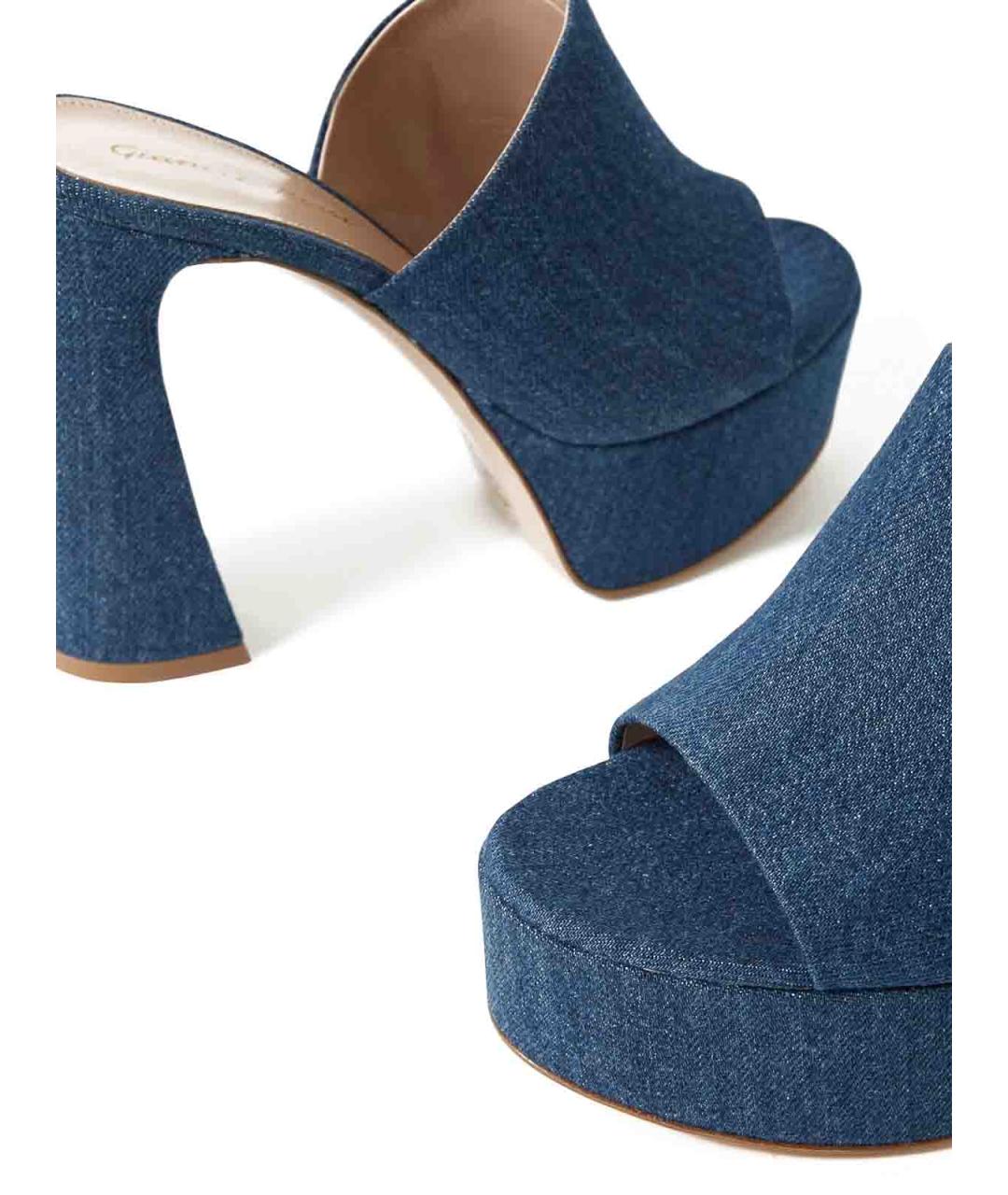 GIANVITO ROSSI Синие текстильные мюли, фото 3