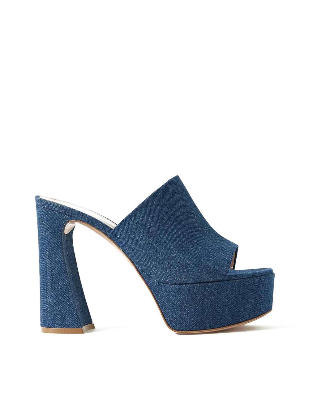 GIANVITO ROSSI Синие текстильные мюли, фото 1