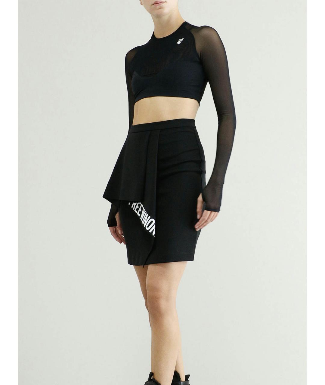 OFF-WHITE Черная полиамидовая юбка мини, фото 2