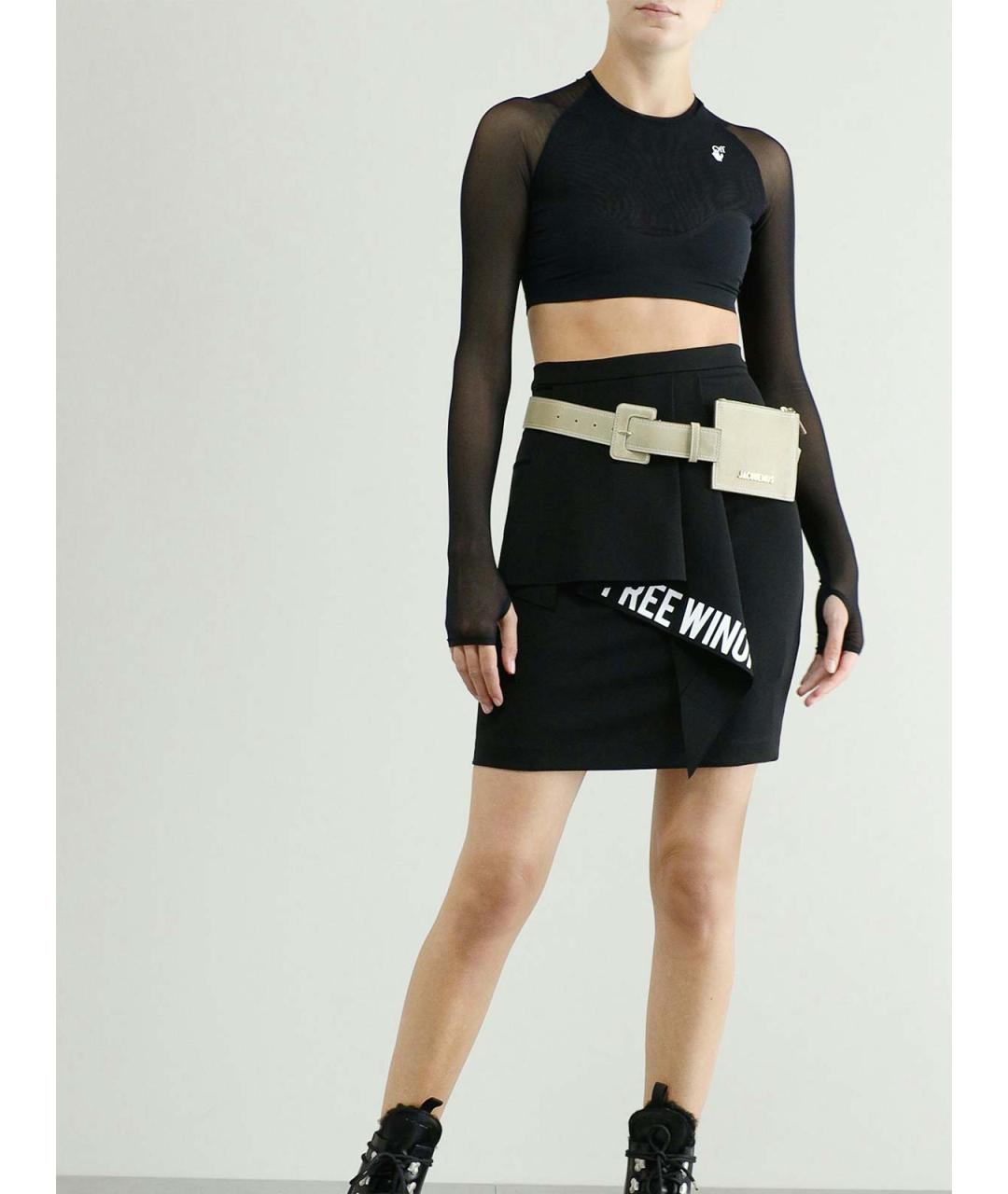 OFF-WHITE Черная полиамидовая юбка мини, фото 3