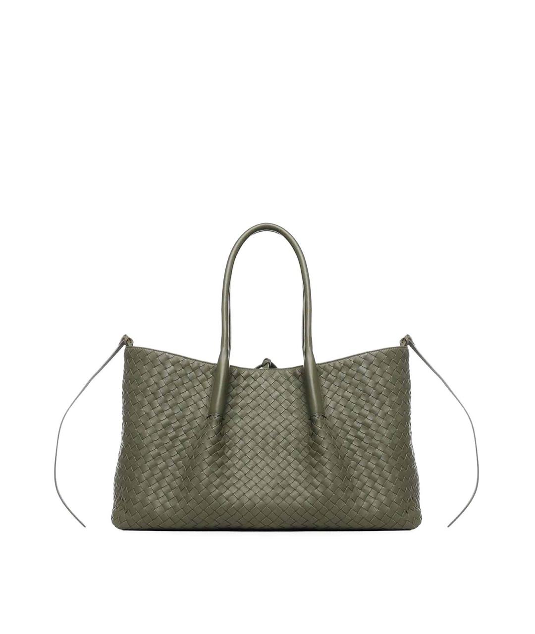 BOTTEGA VENETA Зеленая кожаная сумка тоут, фото 1