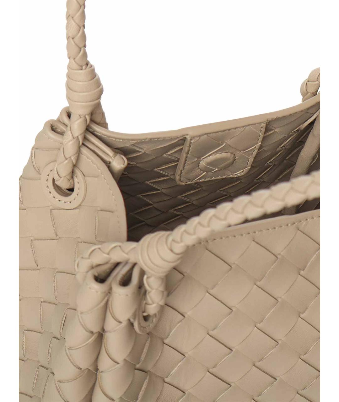 BOTTEGA VENETA Бежевая кожаная сумка тоут, фото 4