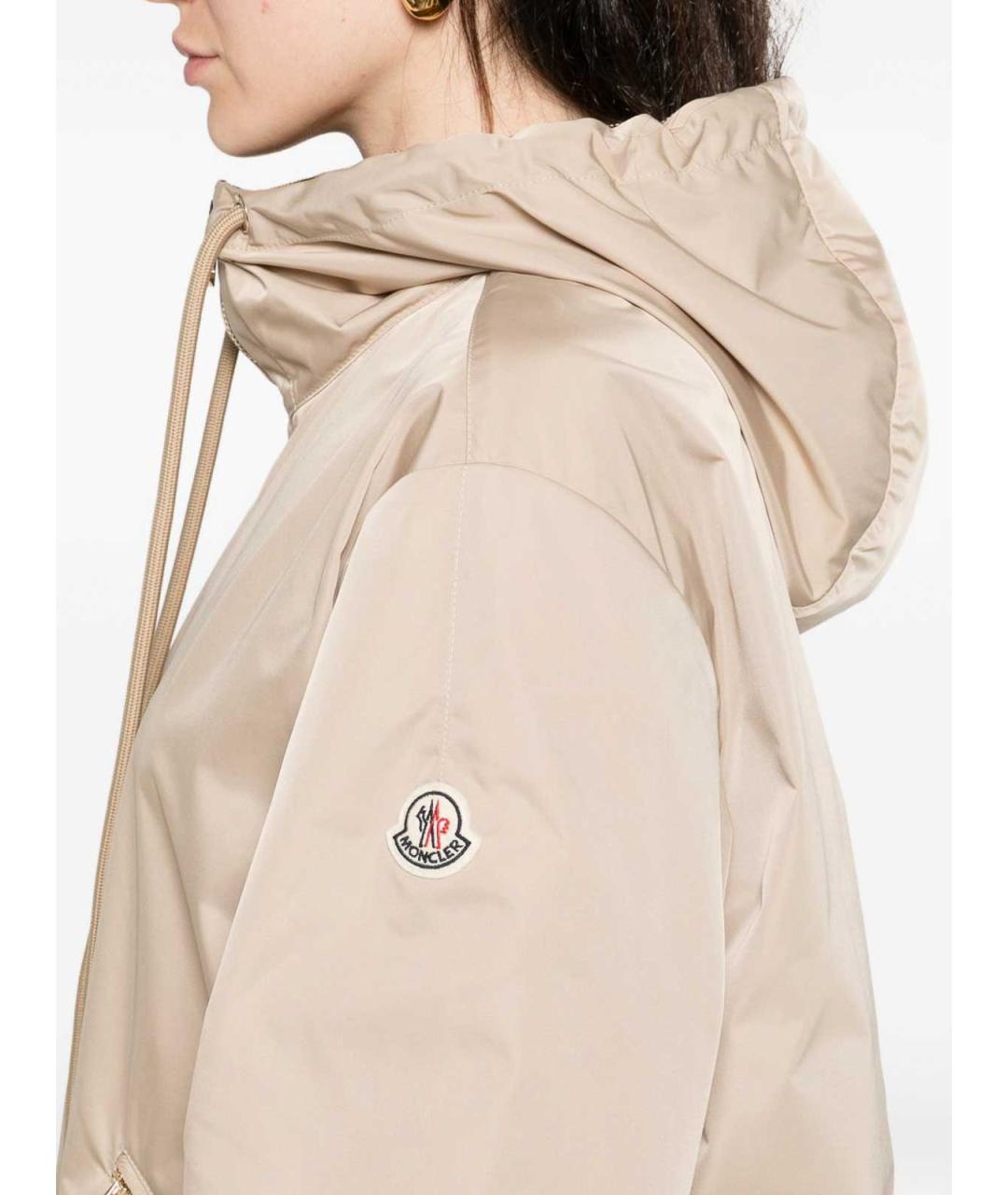 MONCLER Бежевая полиэстеровая куртка, фото 4
