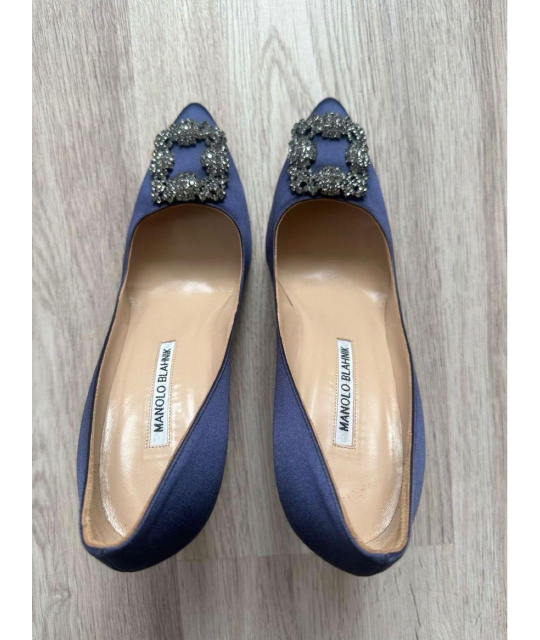 MANOLO BLAHNIK Темно-синие кожаные туфли, фото 3