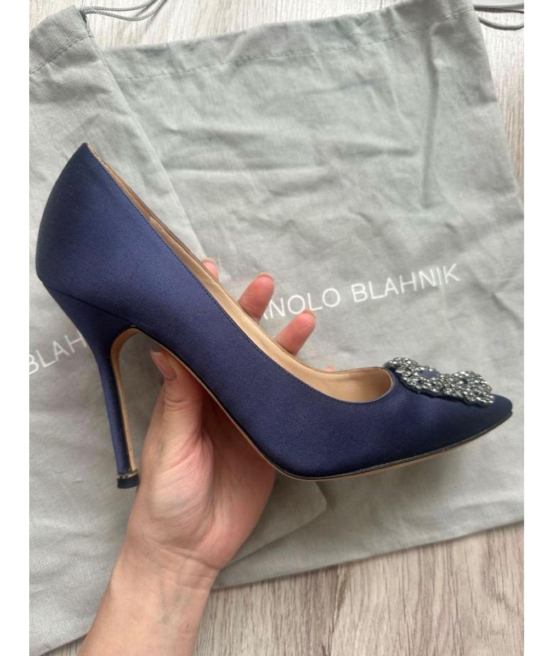 MANOLO BLAHNIK Темно-синие кожаные туфли, фото 4