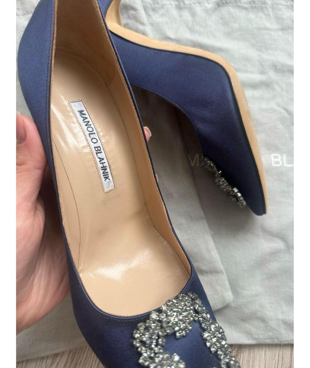 MANOLO BLAHNIK Темно-синие кожаные туфли, фото 5