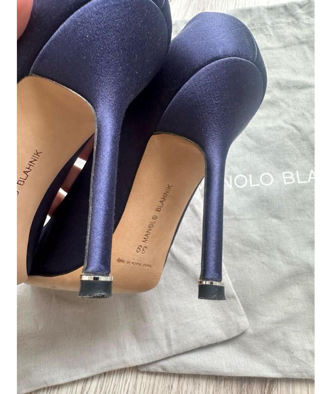 MANOLO BLAHNIK Темно-синие кожаные туфли, фото 6