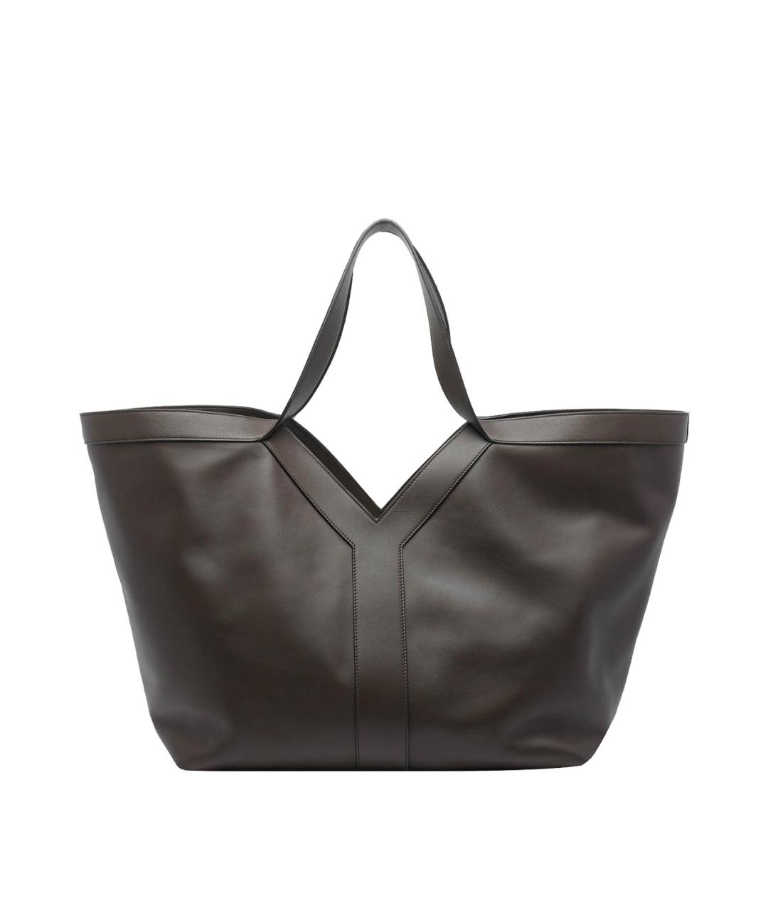SAINT LAURENT Хаки кожаная сумка тоут, фото 1