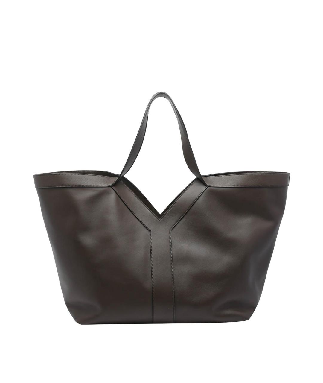SAINT LAURENT Хаки кожаная сумка тоут, фото 3