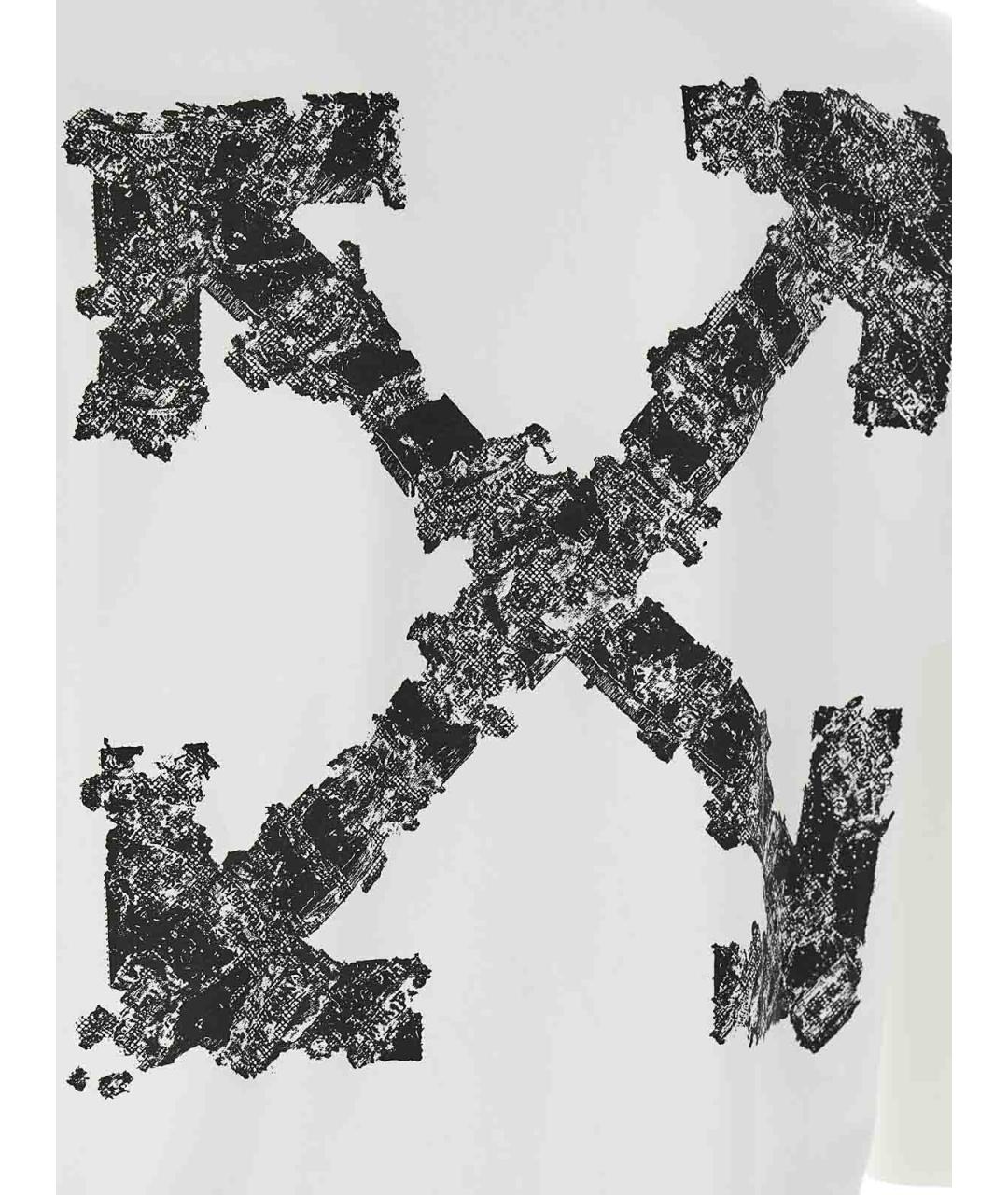 OFF-WHITE Белая хлопковая футболка, фото 4