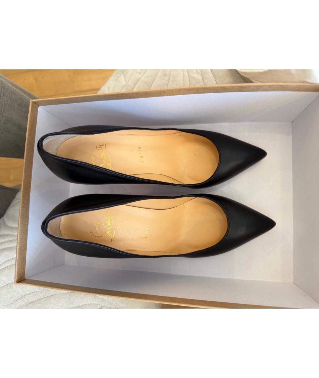 CHRISTIAN LOUBOUTIN Черные кожаные туфли, фото 3