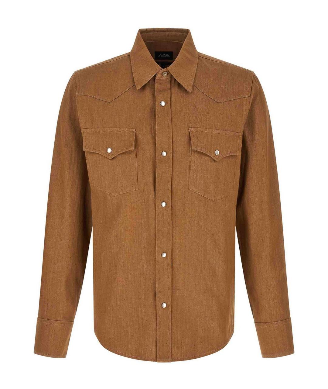 A.P.C. Коричневая хлопковая кэжуал рубашка, фото 1