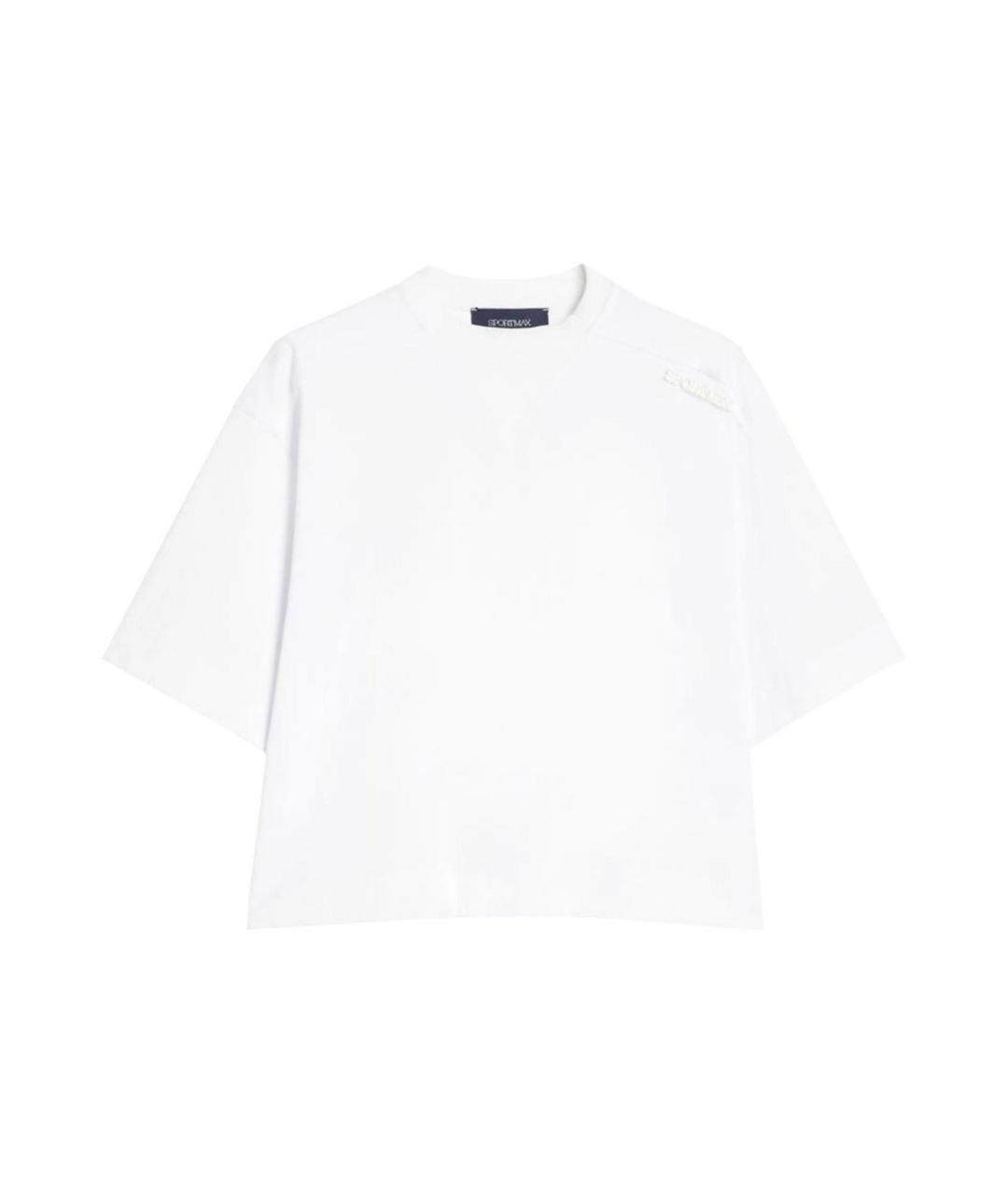 SPORTMAX Белая хлопковая футболка, фото 1