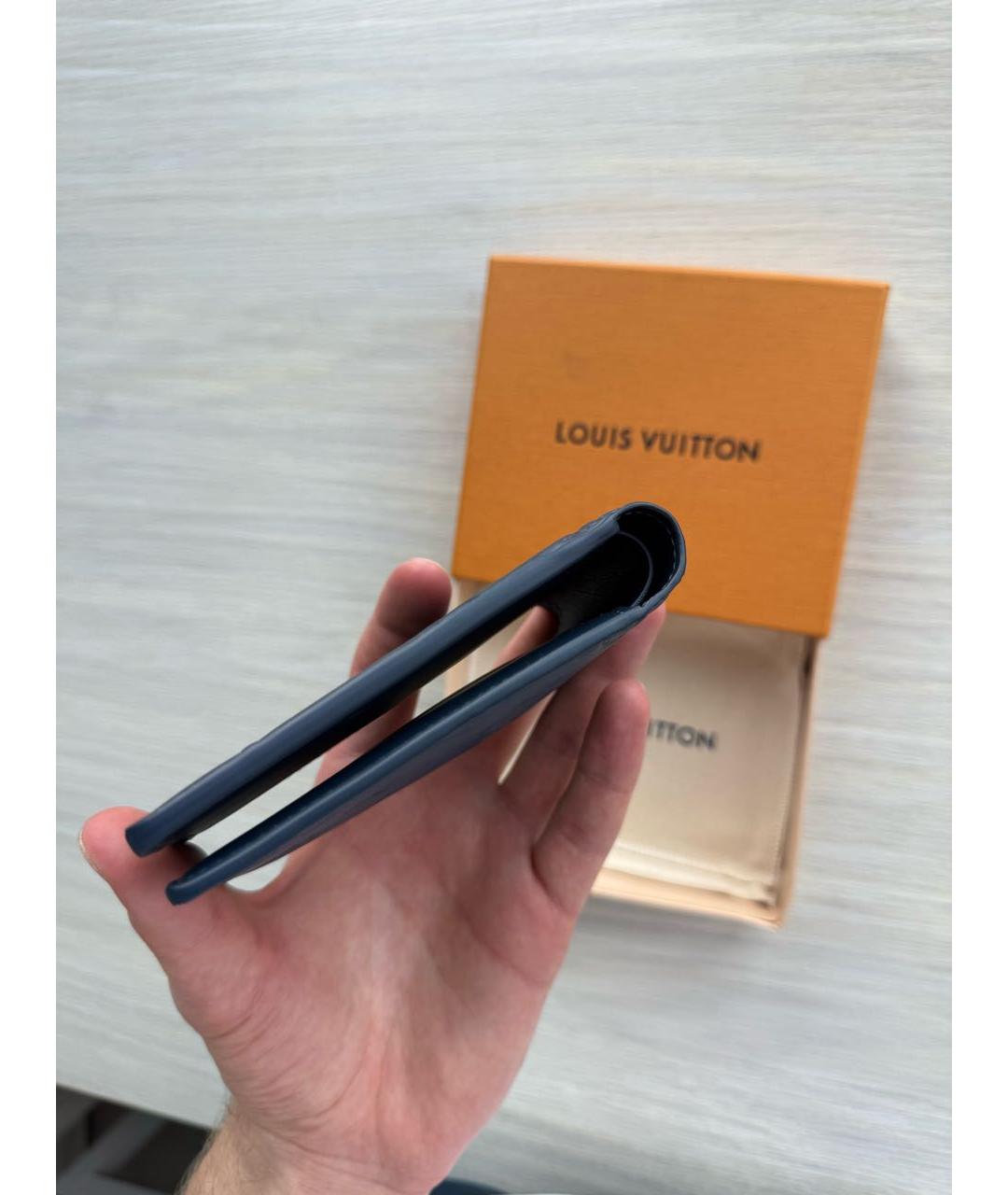 LOUIS VUITTON Темно-синий кожаный кошелек, фото 4