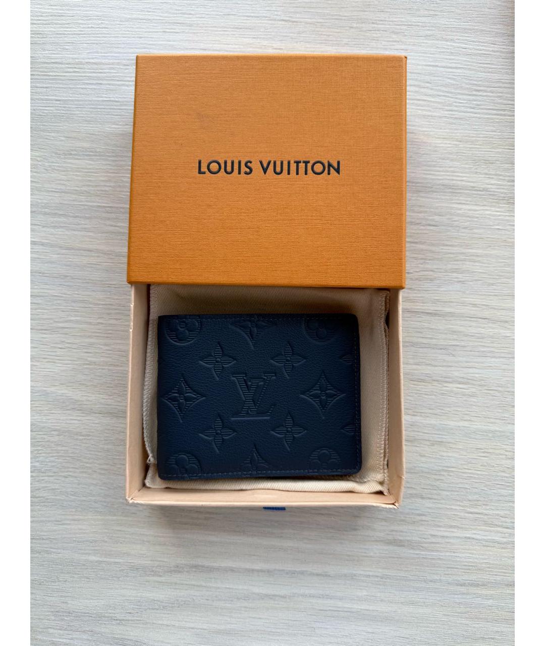 LOUIS VUITTON Темно-синий кожаный кошелек, фото 2