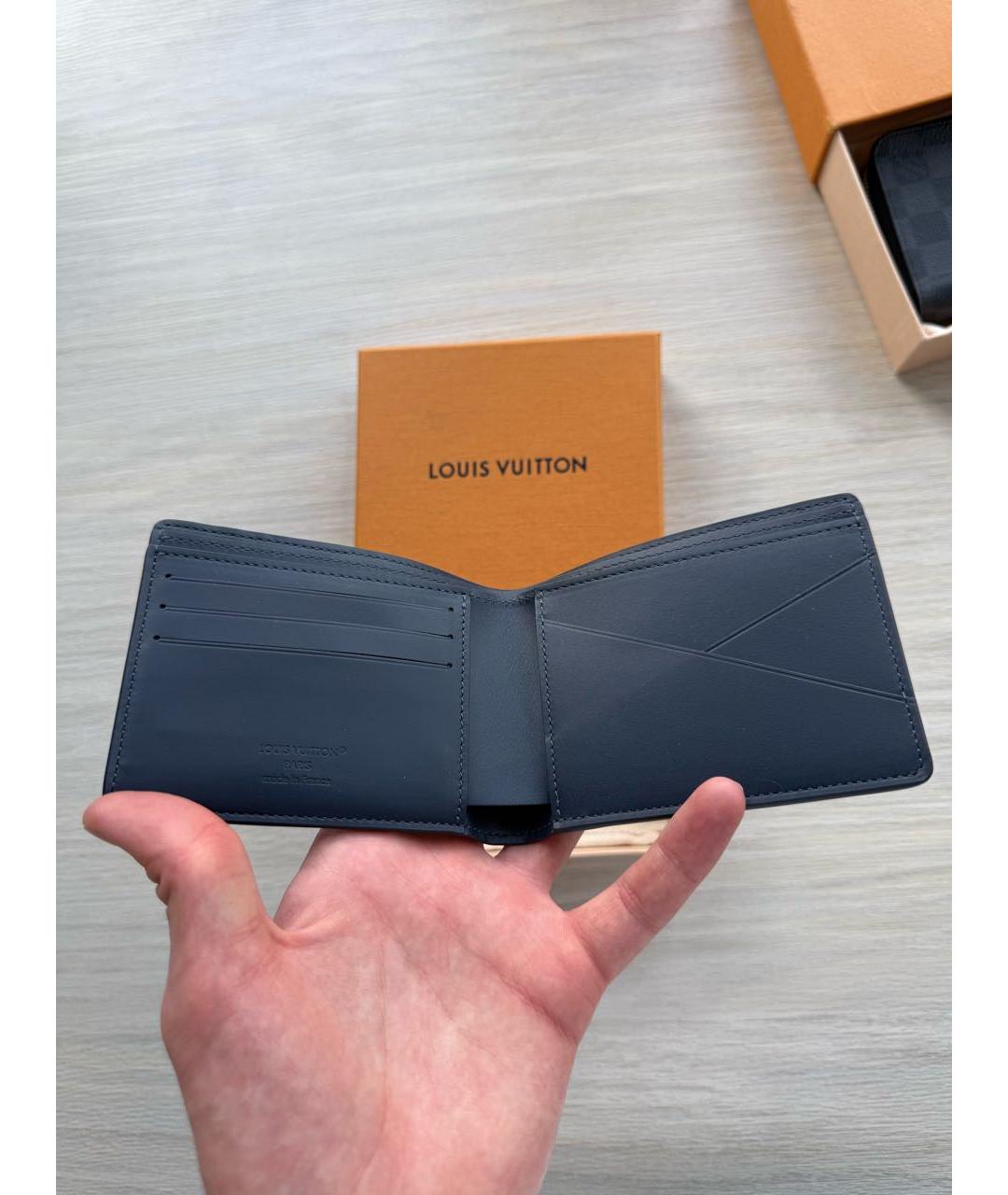 LOUIS VUITTON Темно-синий кожаный кошелек, фото 3