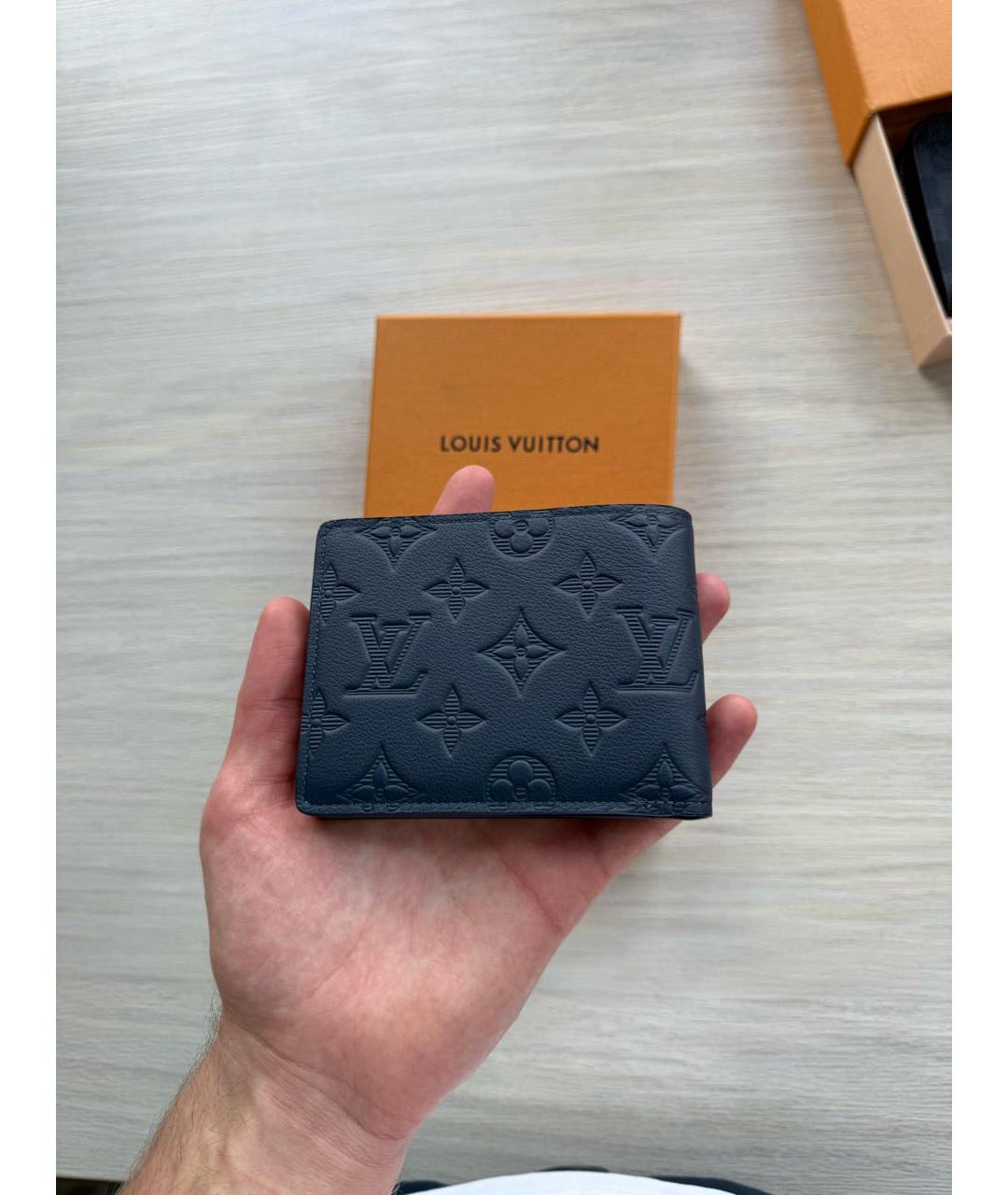 LOUIS VUITTON Темно-синий кожаный кошелек, фото 6
