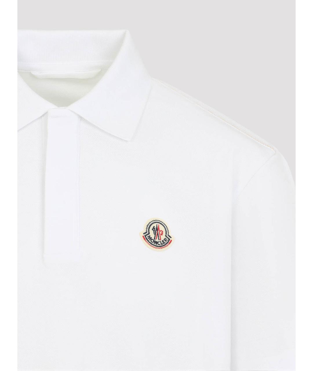 MONCLER Белое хлопковое поло с коротким рукавом, фото 4
