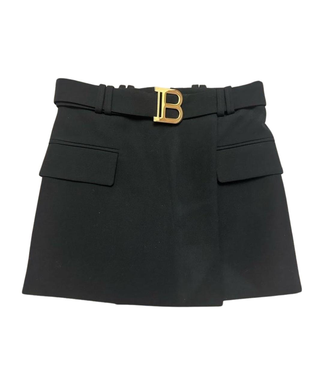 BALMAIN Черная шерстяная юбка мини, фото 1