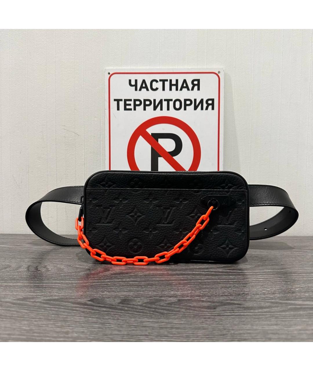 LOUIS VUITTON Черная кожаная поясная сумка, фото 6